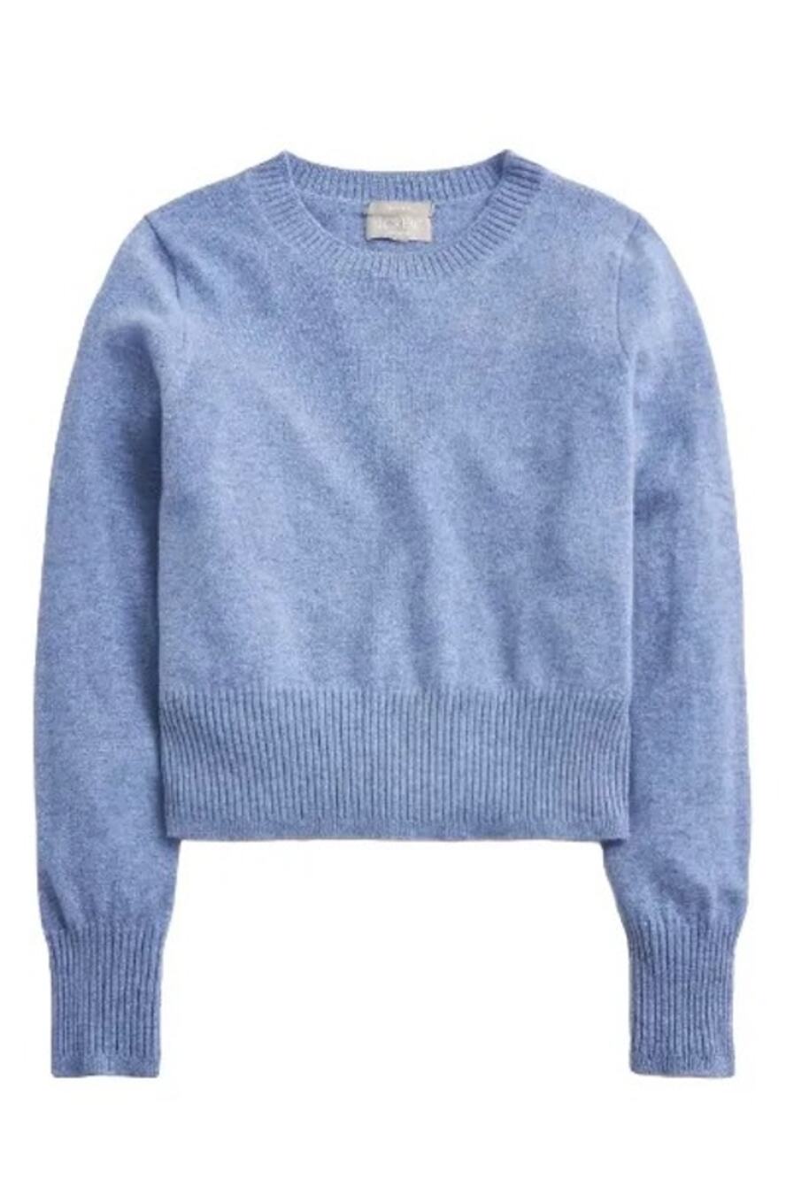 J.Crew 100% Cashmere Cropped Fit Blue Crewneck Sweater M